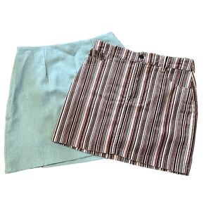 Y2K Miniskirt Nastygal/Forever 21 Lot Of 2  Small Medium Blue Pink Solid Stripes